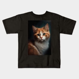 orange and white Cat portrait Kids T-Shirt